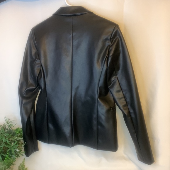 NWT Express size XS VEGAN LEATHER single button black jacket / blazer - Picture 9 of 14